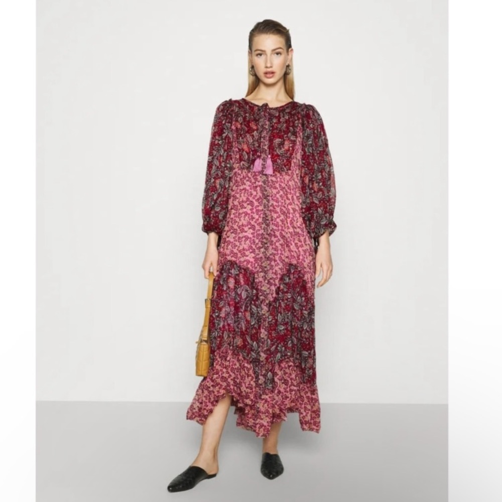 NWT Free People Mixed Pink & Burgundy Floral Maxi Dress